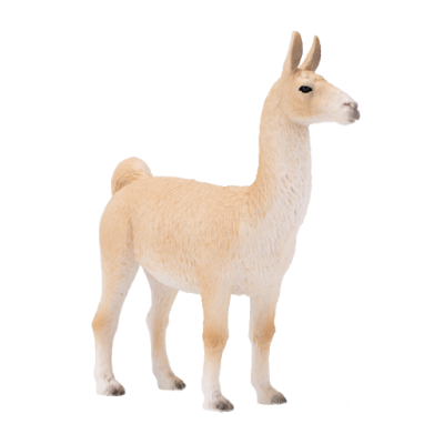 Figura decorativa ou brinquedo de lhama em tons bege claro e branco