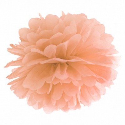 Flor artificial de papel cor pêssego claro com pétalas sobrepostas