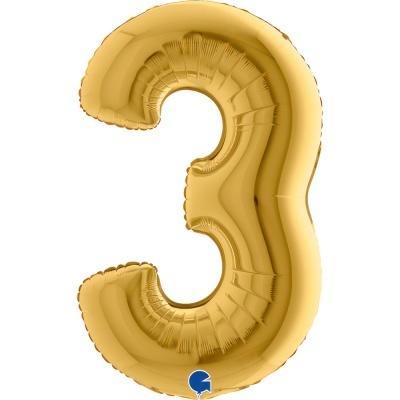 Balão dourado em forma do número 3