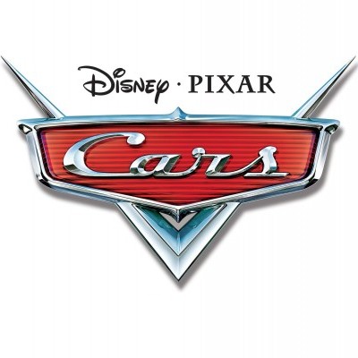 Logótipo do filme Cars da Disney Pixar com texto e moldura metálica