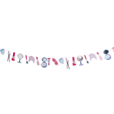 Cordão decorativo com motivos de maquilhagem e beleza em papel pendurado.