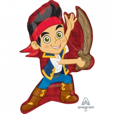Personagem de desenho animado vestida de pirata com espada de madeira