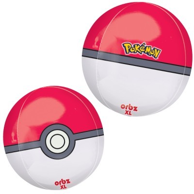 Bolas insufláveis vermelhas e brancas de Pokébola com texto Pokémon