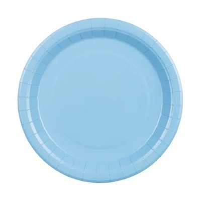 Prato descartável de papel azul claro