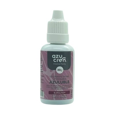 Frasco de colorante em gel lipossolúvel AZULUBLE Burgundy da AZUCREM
