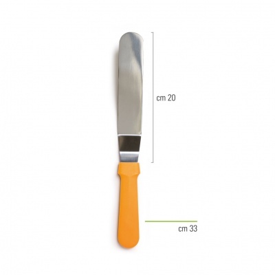 Espátula de cozinha com lâmina metálica e cabo laranja