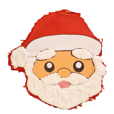 Máscara de rosto do Pai Natal em tecido vermelho com detalhes em algodão branco