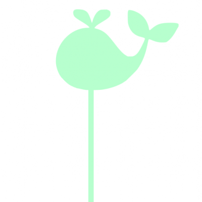 Silhueta verde clara de uma baleia sobre fundo branco