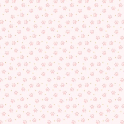 Papel de parede ou tecido rosa claro com padrão de patas de animais rosa