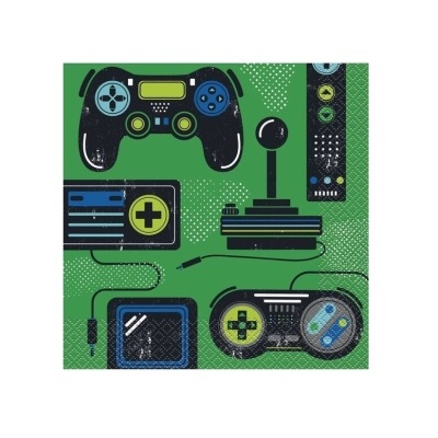 Ilustração colorida de comandos de videojogos variados sobre fundo verde