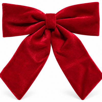 Laço decorativo vermelho de veludo com textura suave
