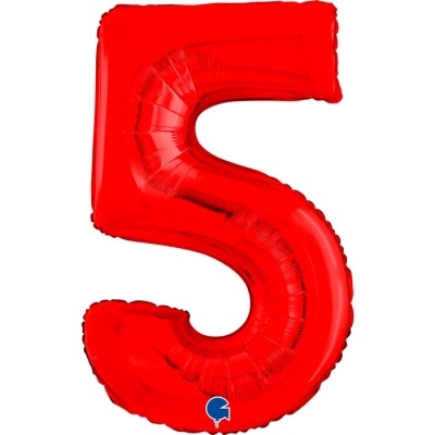 Balão metálico vermelho em forma do número 5