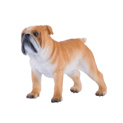 Figura decorativa de bulldog castanho e branco