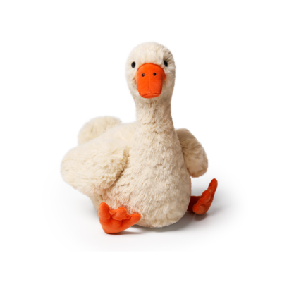Peluche ganso branco com bico e patas laranja