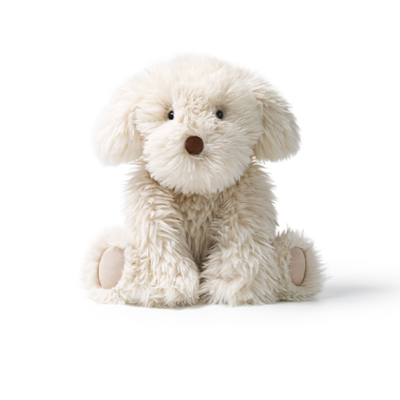 Peluche cão pequeno cor creme sentado
