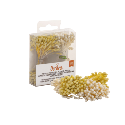 Pacote de pistilos para flores Decora amarelos e brancos