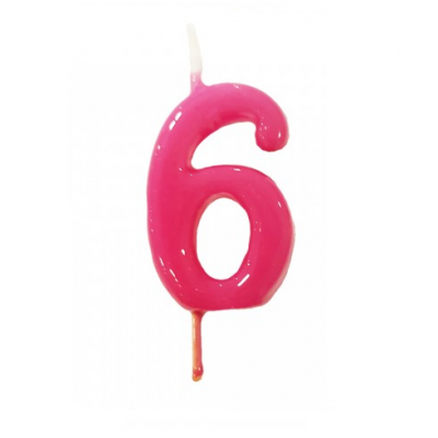 Vela de aniversário rosa número 6