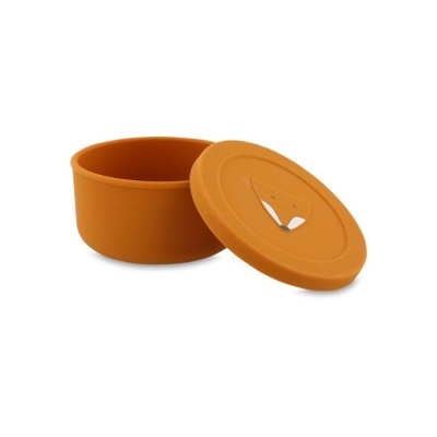 Recipiente de silicone castanho alaranjado com tampa