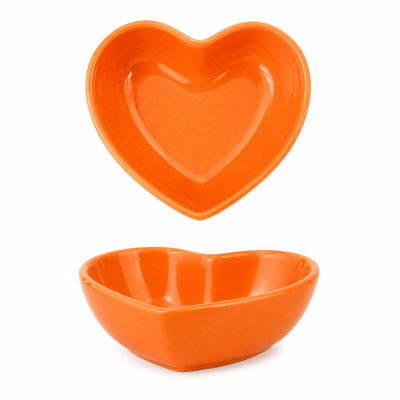 Conjunto de taças em forma de coração laranja