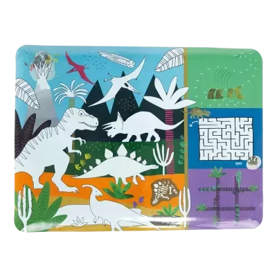 puzzle infantil com dinossauros coloridos e jogos integrados