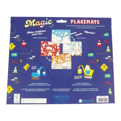 Pacote individuais dupla face Magic Placemats com desenhos para colorir e sinais de trânsito