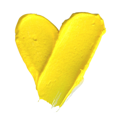 Pincelada amarela em forma de coração, textura espessa
