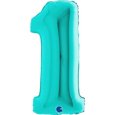 Balão insuflável azul-turquesa em forma do número 1