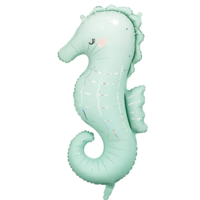 Balão azul claro em forma de cavalo-marinho