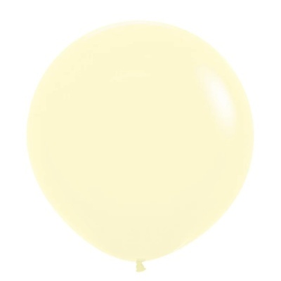 Balão creme redondo de látex, isolado em fundo branco.