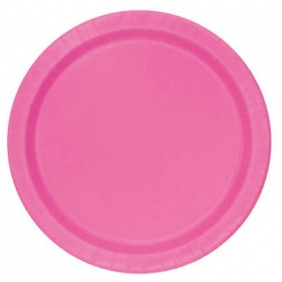 Prato descartável de papel rosa com borda ondulada