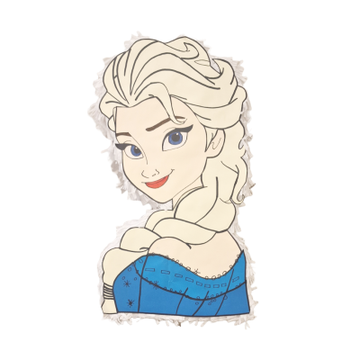 Almofada infantil da personagem Elsa do Frozen com cabelo loiro e vestido azul