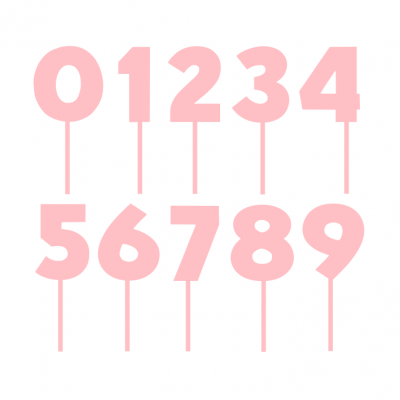 Velas cor-de-rosa em formato de números de 0 a 9