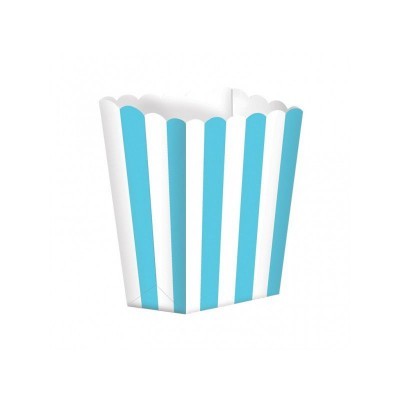 Embalagem de papel para pipocas azul e branca