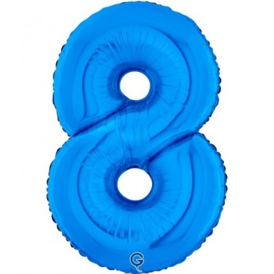 Balão azul número 8 metálico
