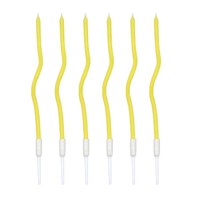 Seis velas amarelas onduladas com base branca