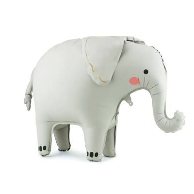 Balão elefante cinza claro com detalhes rosa, preto e dourado