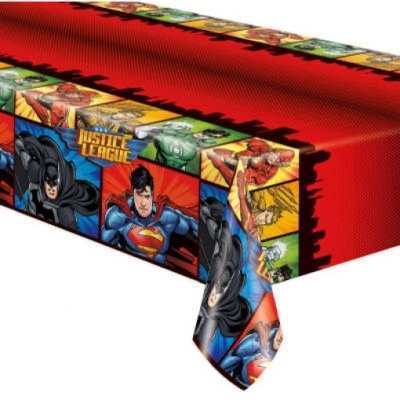 Toalha de mesa com personagens da Liga da Justiça