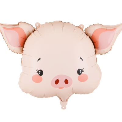 Balão em forma de cabeça de porquinho cor-de-rosa