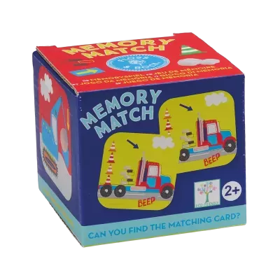 Embalagem de jogo de memória infantil com camião e cones de trânsito