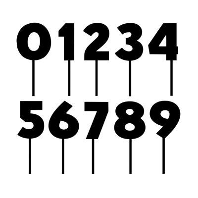 Números pretos de 0 a 9 com linhas verticais sobre fundo branco