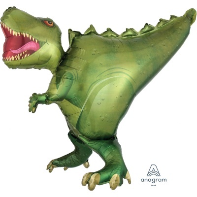Balão de dinossauro T-Rex verde em alumínio