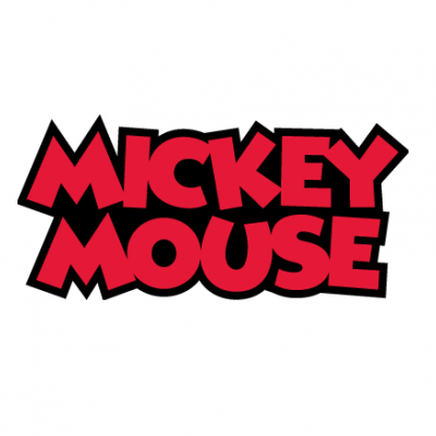Logótipo MICKEY MOUSE em vermelhos com contorno preto