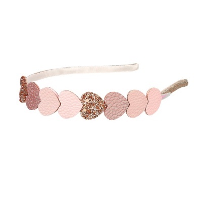 Tiara com corações rosa e glitter dourado