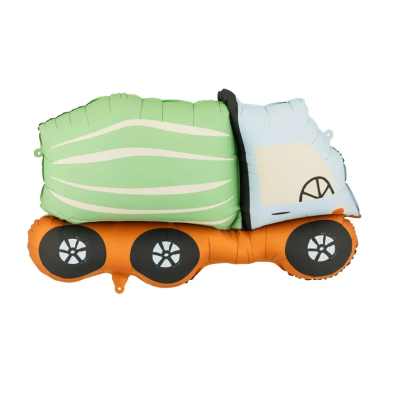 Balão metálico em forma de camião com vegetais