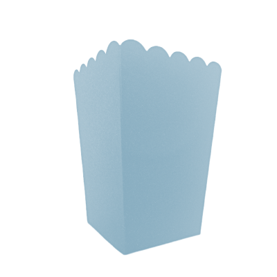 Caixa de cartão azul claro com bordas onduladas