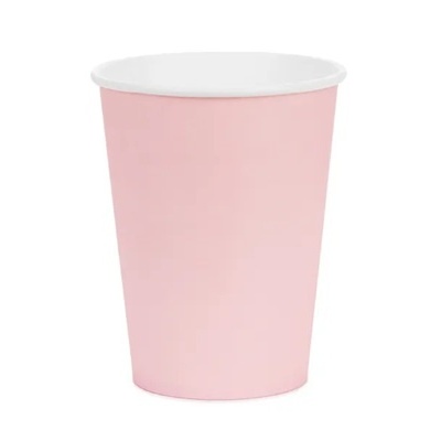 Copo descartável de papel cor-de-rosa