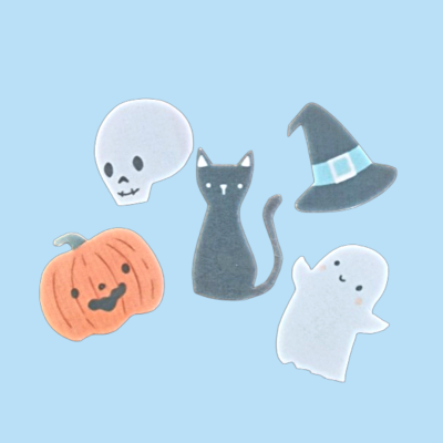 Emojis de Halloween: abóbora, crânio, gato, chapéu de bruxa e fantasma