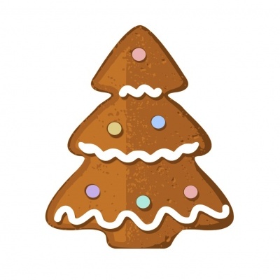 Biscoito de gengibre em forma de árvore de Natal decorado