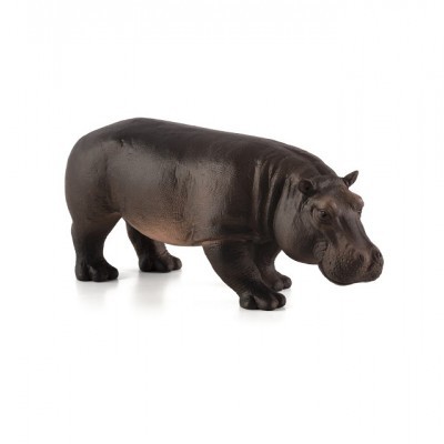 Figura realista de hipopótamo marrom escuro sobre fundo branco