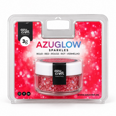 Embalagem com cristais decorativos vermelhos AZUGLOW da azu cren